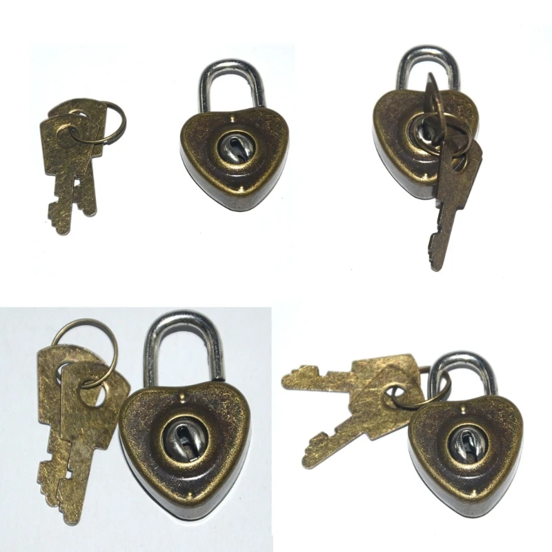 Mini Heart Shaped Lock with  Wedding Keyed Padlocks Vintage  Book Suitcase Lock Mini Padlock for Anniversary