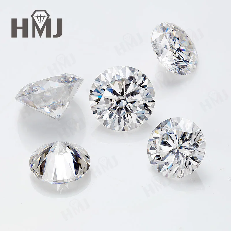 HMJ 0,1-13 Karat Moissanit-Stein, runde Form, Farbe D, Reinheit VVS1, Brillantschliff, Diamanttester-geprüft, mit GRA-Zertifikat, Perlen – Detail 22