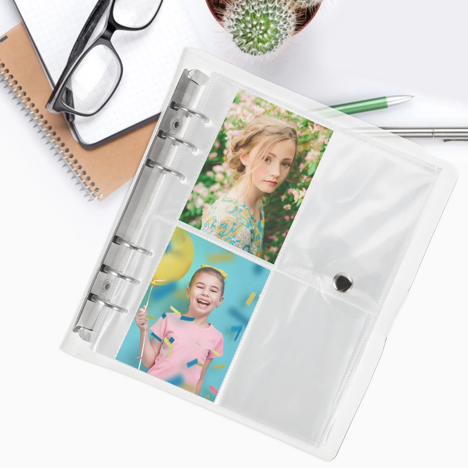 

3 Inch Transparent Photo Album A5 Size Button Design Photocard Holder Scrapbook Memory Mini Picture Storage Wedding