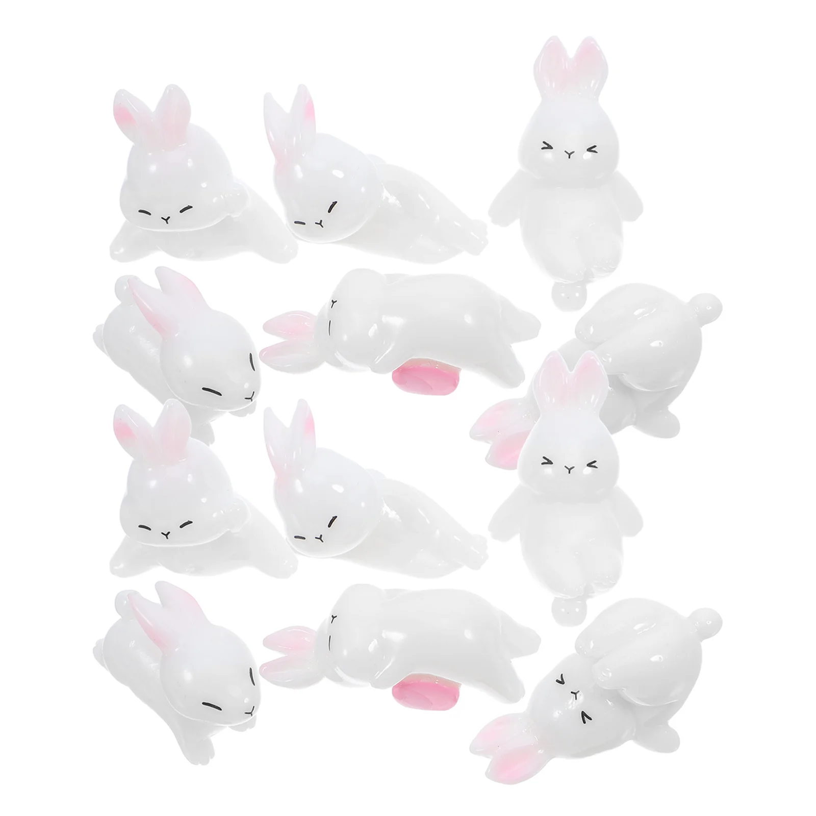 

12Pcs Miniature Bunny Decor Resin Tiny Animal Sculptures for Desktop Garden Bonsai Micro Landscape Adornment Mini Bunny Figures