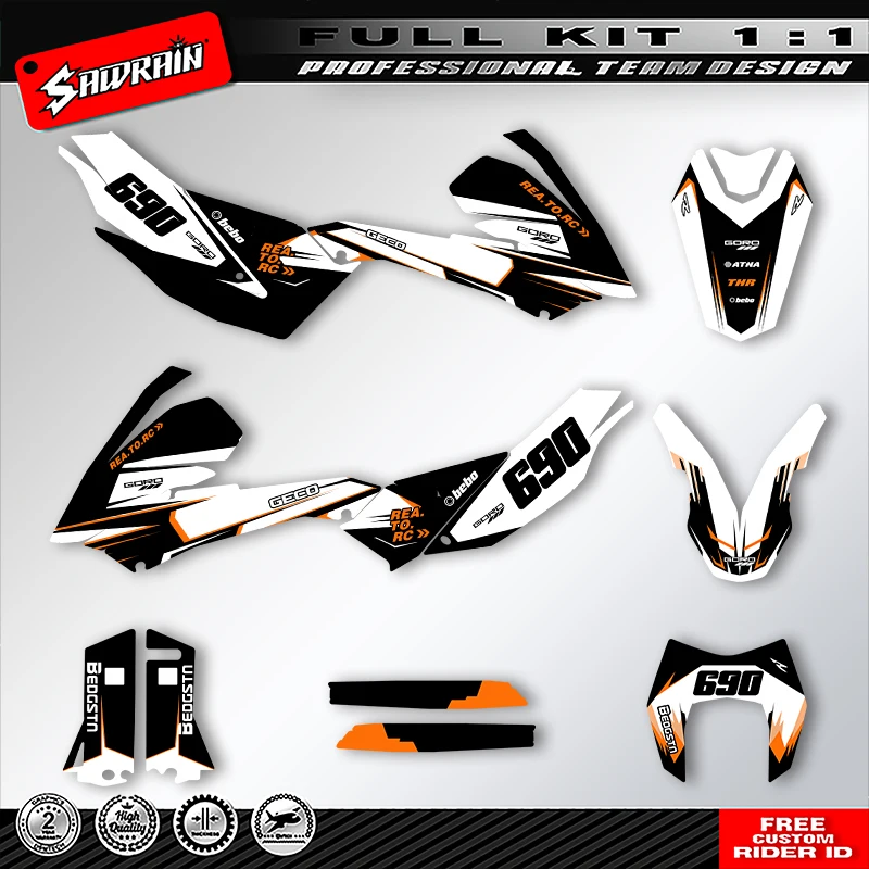 

Sawrain Motorcycle Graphics Backgrounds Decals Stickers Kit Number Name Custom For KTM LC4 SMC690 2008 2009 2010 2011 005