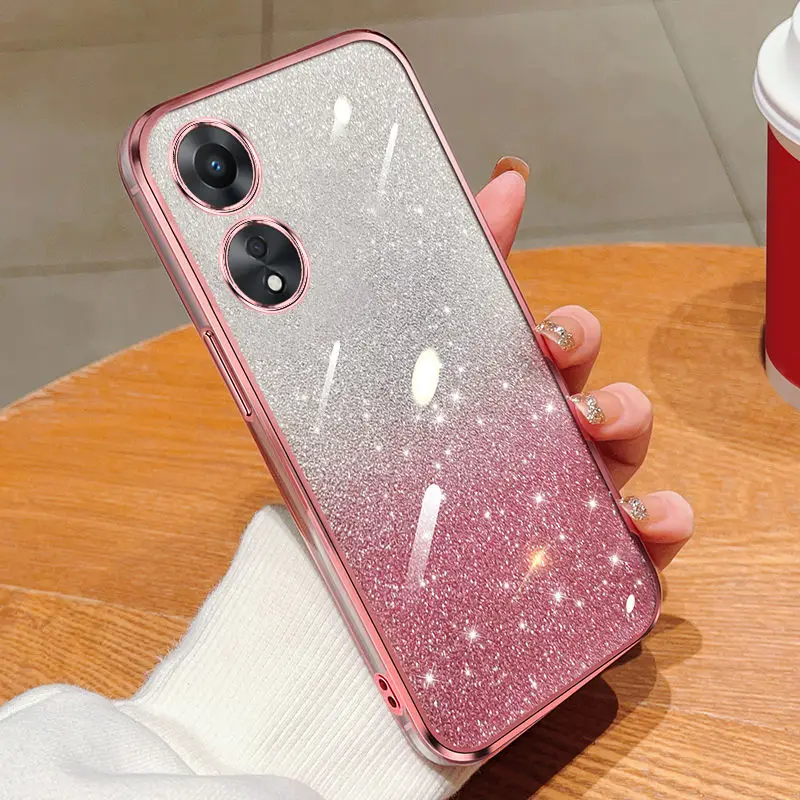 For OPPO A78 5G Case oppo A58 5G A58X Luxury Electroplated Glitter Case CPH2483 CPH2495 Soft TPU Bumper Clear Phone Back Cover