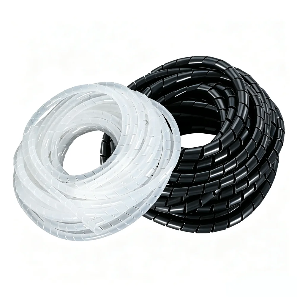1Roll Spiral Cable Wrapping Tube PE Wire Protector Sleeve Flexible Cable Organizer for Car Computer Wire Harness Protection