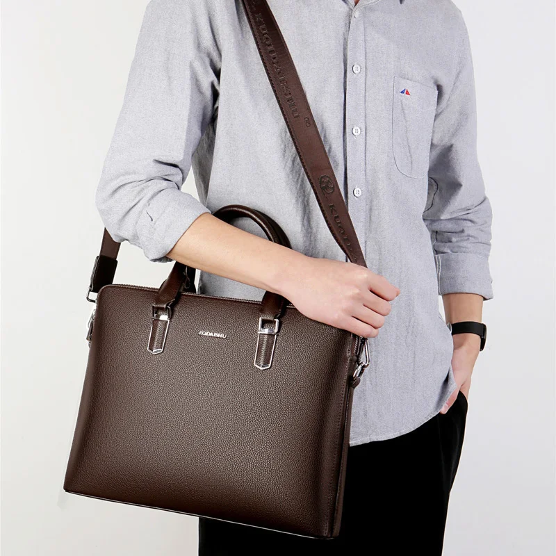 Nowa luksusowa bydlęca prawdziwa skóra męska teczka biznesowa duża pojemność męska torba na ramię mężczyzn Messenger Tote komputer s