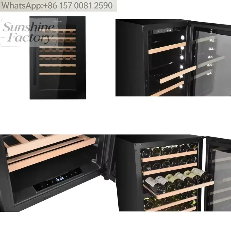 VI48S Fashionable Round-corner Wine Chiller Compressor Fan Cooling Wine Cooler Wine Cabinet Fridge Beverage and White