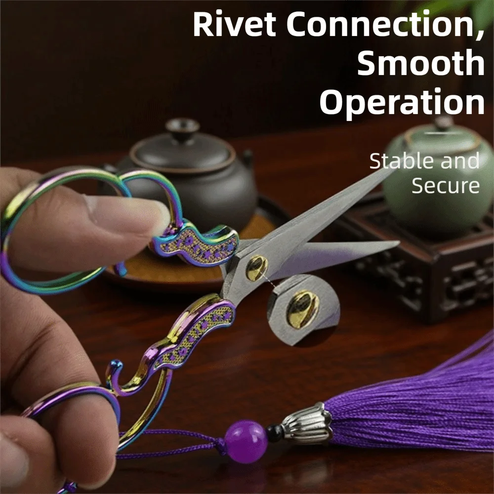 

Pretty Zinc Alloy Embroidery Scissors Vintage Small Sewing Scissors Gradient Handle Sharp Craft Scissors Gift