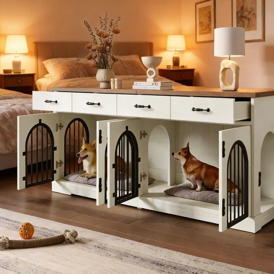 Spacious Dog Crate Furniture for Two Dogs