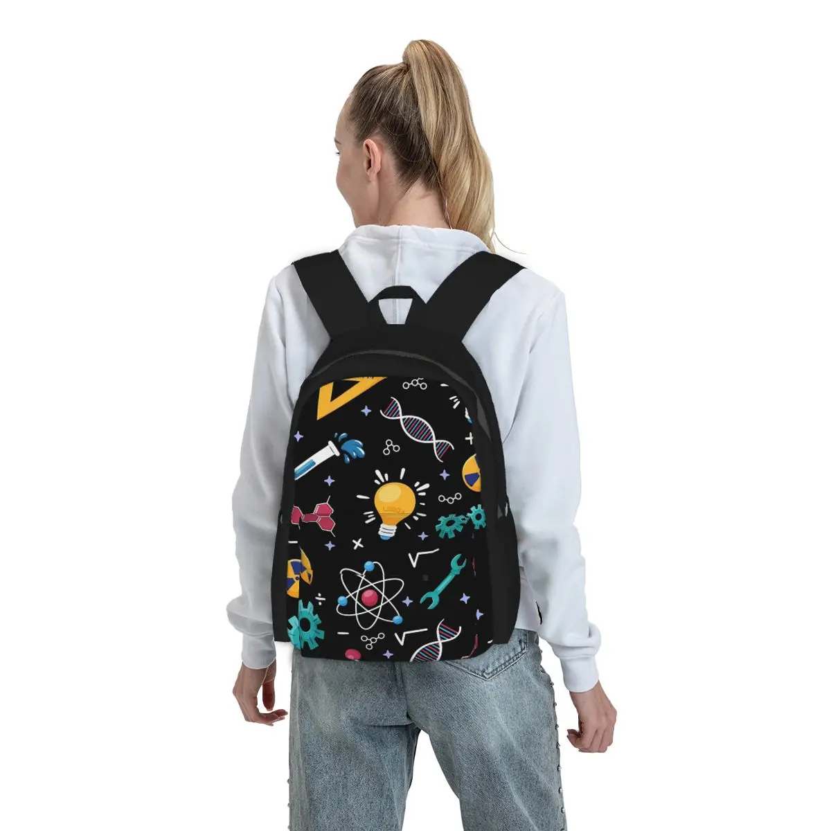 

STEM Icons Pattern Science Engineering Backpack Boys Girls BookBag Kids School Bag Laptop Shoulder Bags for Men Women