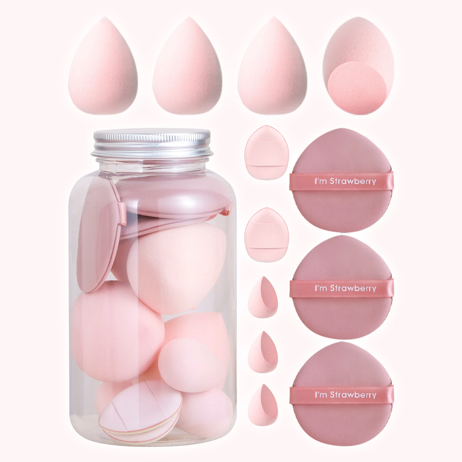 Mélangeurs de beauté de 12 bouteilles, comprenant 4 coussins d'air en éponge de maquillage, mini coussins d'air pour le pouce en éponge de maquillage, fond de teint mélangé