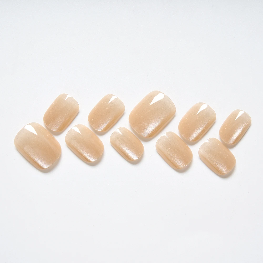 

10pcs Nude Color Full Cover Press On Nails Short Square Shape Solid Color False Nails For Women Girls -1 Jelly Tab & 1 Nail File