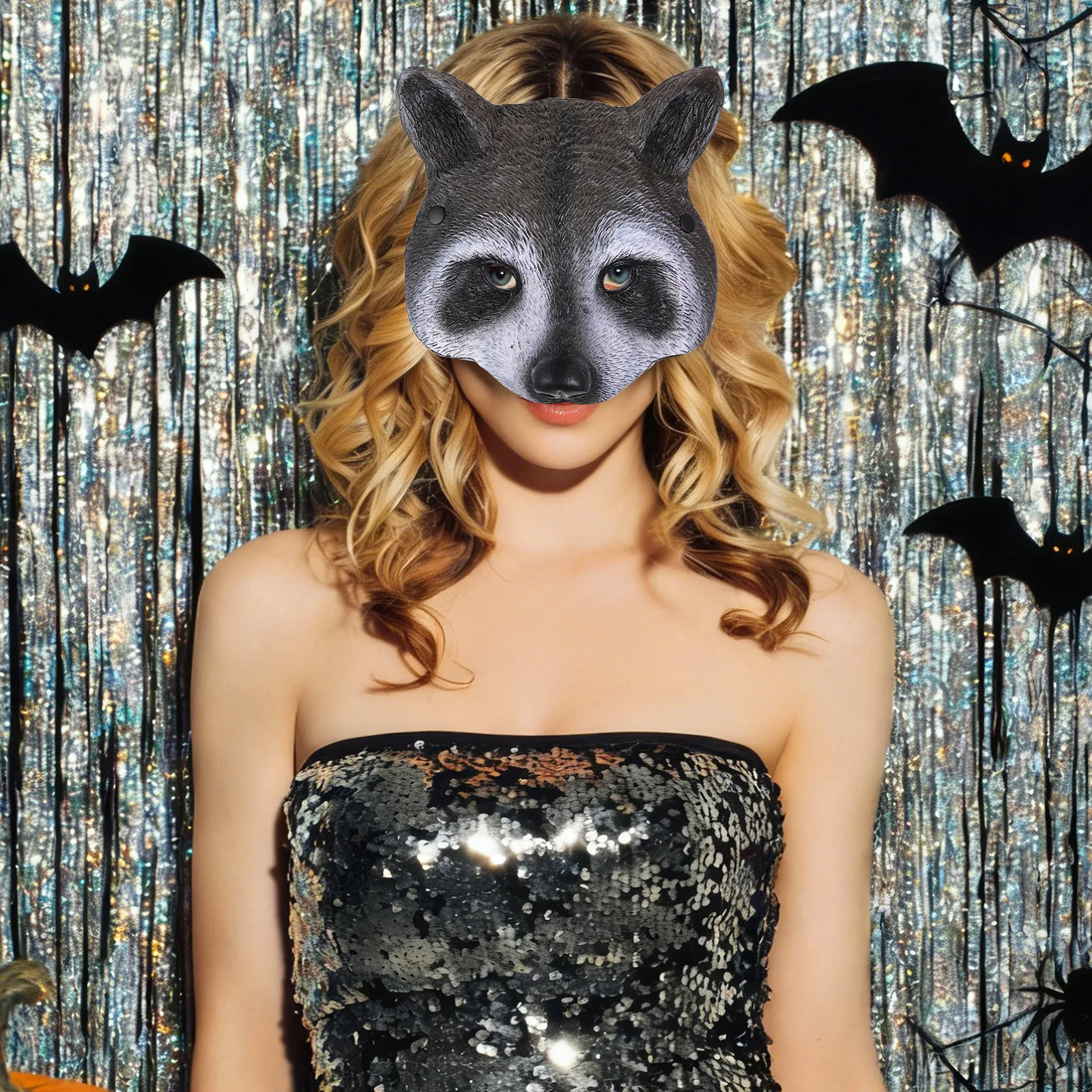

Halloween Raccoon Mask Realistic PU Foam Animal Face Costume Masquerade Cosplay Party Japanese Style Animal Head Mask