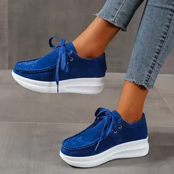 Nowe damskie buty na co dzień zwiększające wysokość trampki na koturnie kobiety wulkanizują buty płócienne jednolity kolor, Plus rozmiar masywne buty na platformie