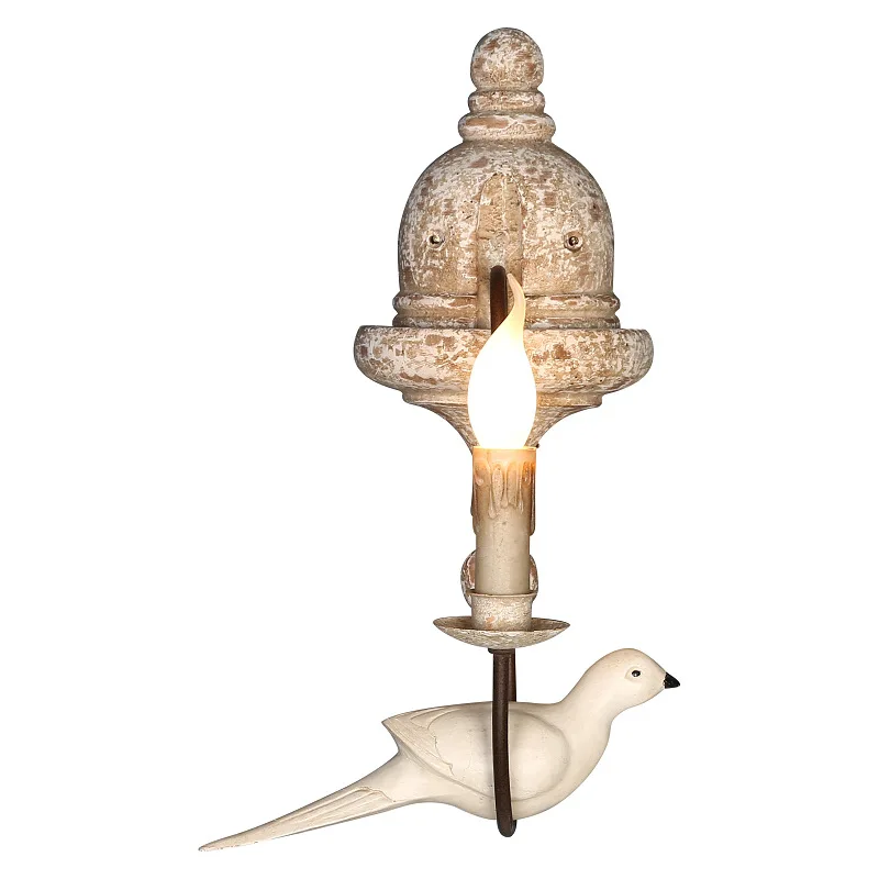 

Creative American country French pastoral wood wall lamp living room dining room bedroom B & B hotel personalized lamp