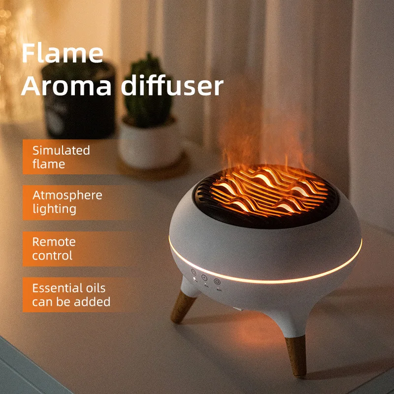 Essential Oil Diffuser Timing Remote Aroma Diffuser Control Colorful Flames Gradient Humidifier 250ML Large Capacity Water Tank