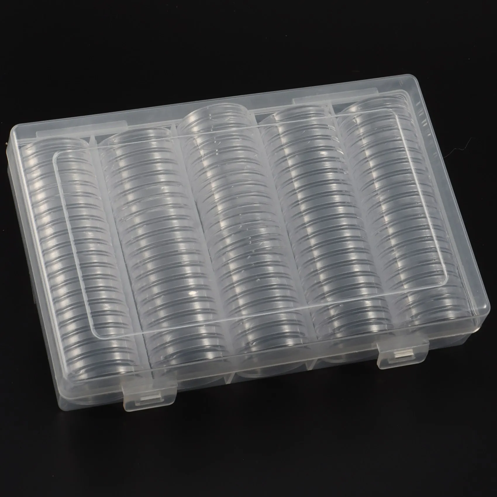 Tempat Koin 17/20/25/27/30Mm, 100 Buah Kapsul Koin Perak dengan Gasket Busa, Kotak Koin Profesional untuk Koleksi Koin