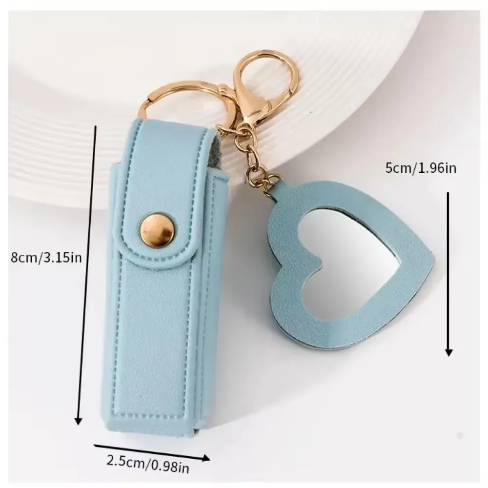 Originality Mini Portable Lipstick Bag Packet Heart Mirror Keychain Leather Custom Logo Name Key Chain Suitable for Travel Party - Image 6