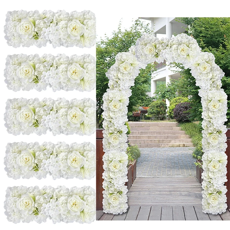 Wedding Road Cited Flowers Silk Rose Peony Hydrangea DIY Arched Door Flower Row Window T Station Wedding Decoration 50cm