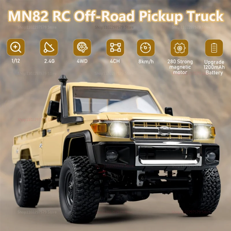 

2025 New 4WD 1:12 Scale RC Off-Road Pickup Truck MN82 PRO With Damping Upgraded Headlights 2.4G Remote Control Car Toy Kids Gift
