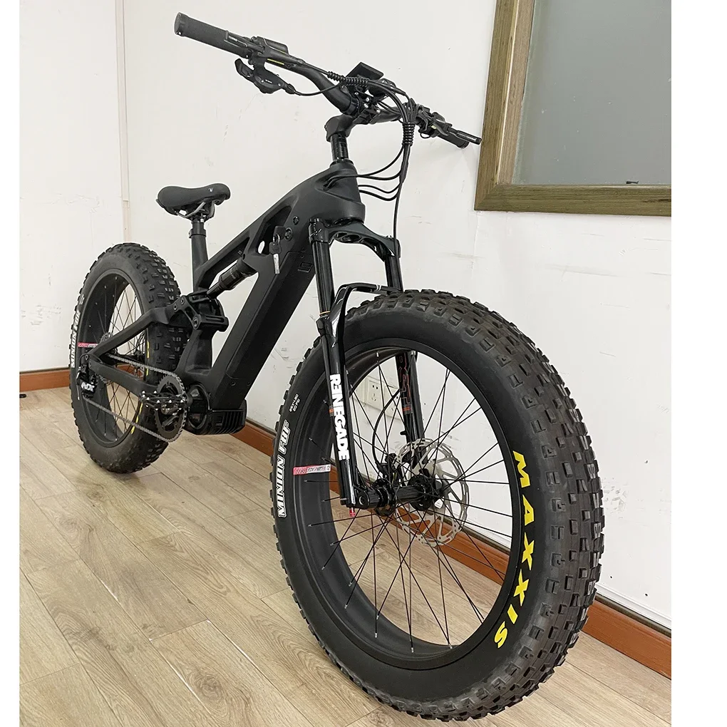 Full Suspension Fat Tire Electric City Bicycle with 48V 1000W Bafang M620 Mid Motor Ebike Carbon Fiber Electric Bike