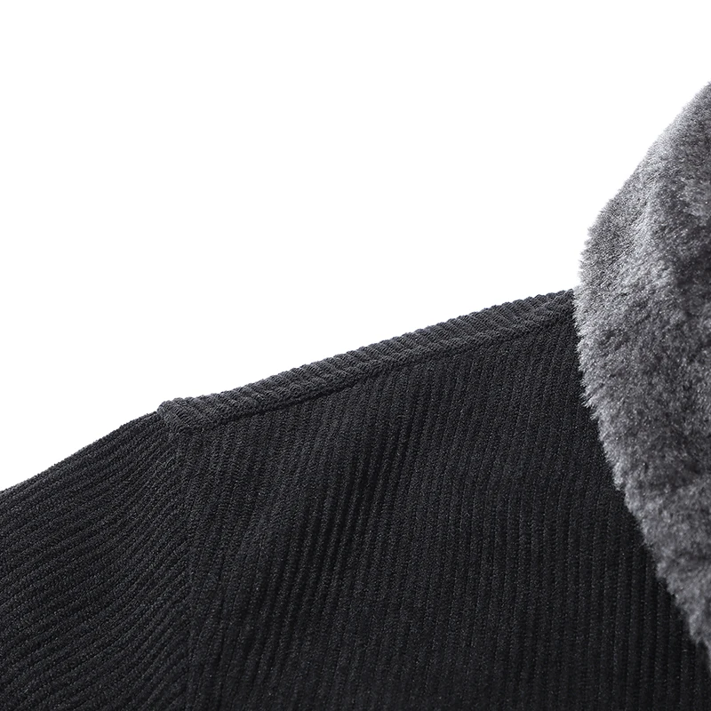 سترة سروال قصير عتيقة للرجال - مبطنة بالصوف، ياقة من الفرو ورقعة من العلامة التجارية، أنيقة للارتداء اليومي، مظهر مستوحى من العسكرية في الهواء الطلق