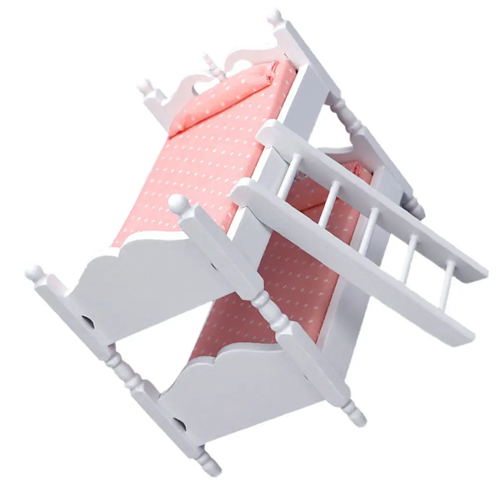 

Miniature Bunk Bed Wood Furniture Charming Small House Accessory 1:12 Scale Bedroom Decoration Micro Scene House Furniture