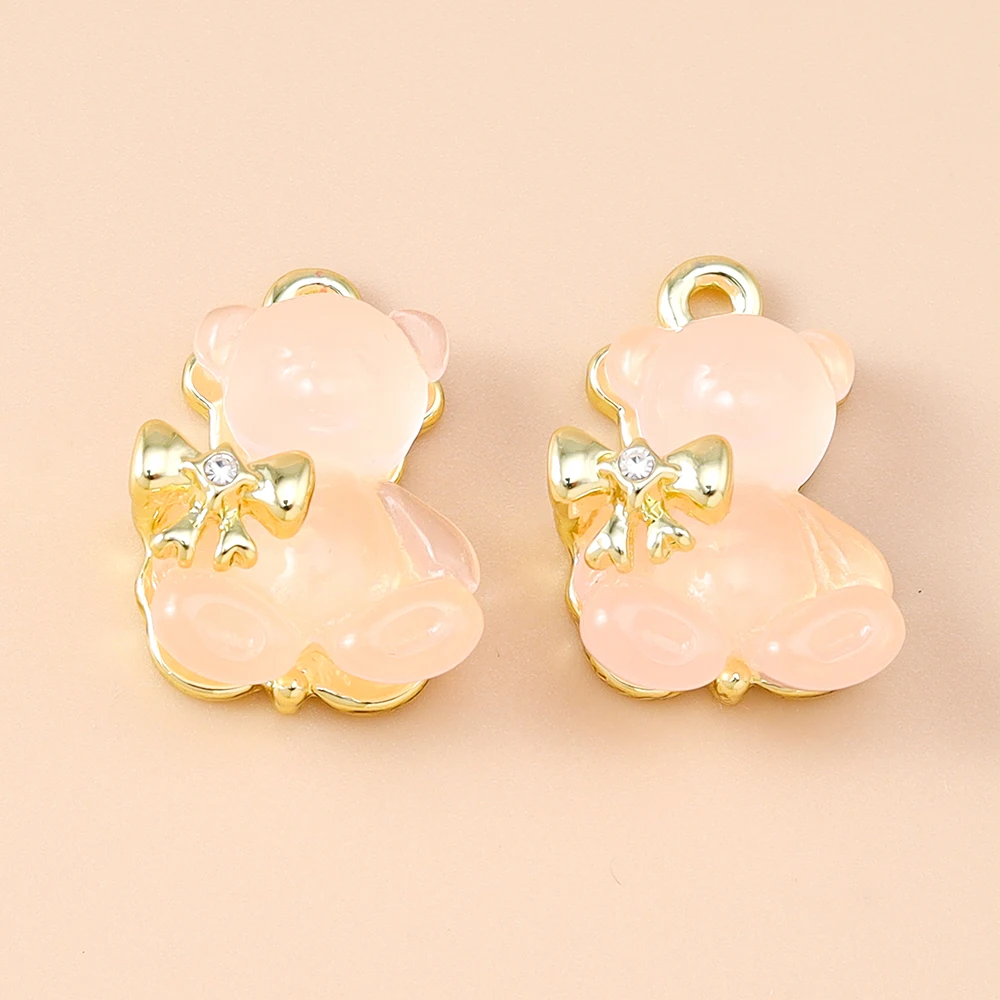 Leslie 5 Stück 13 x 19 mm niedliche zierliche Kristall-Gummibärchen-Charms für Anhänger, Halskette, Armband, Schmuckherstellung, DIY, niedlicher Anhänger, Basteln – Detail 8