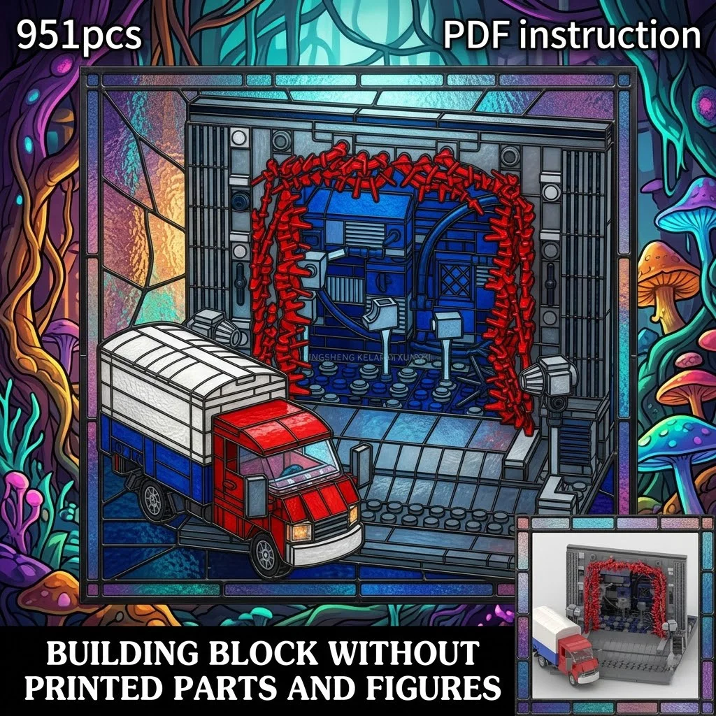 

Delivery Van and Industrial Base Stranger Red Tentacle Portal Lab Scene MOC Block Model