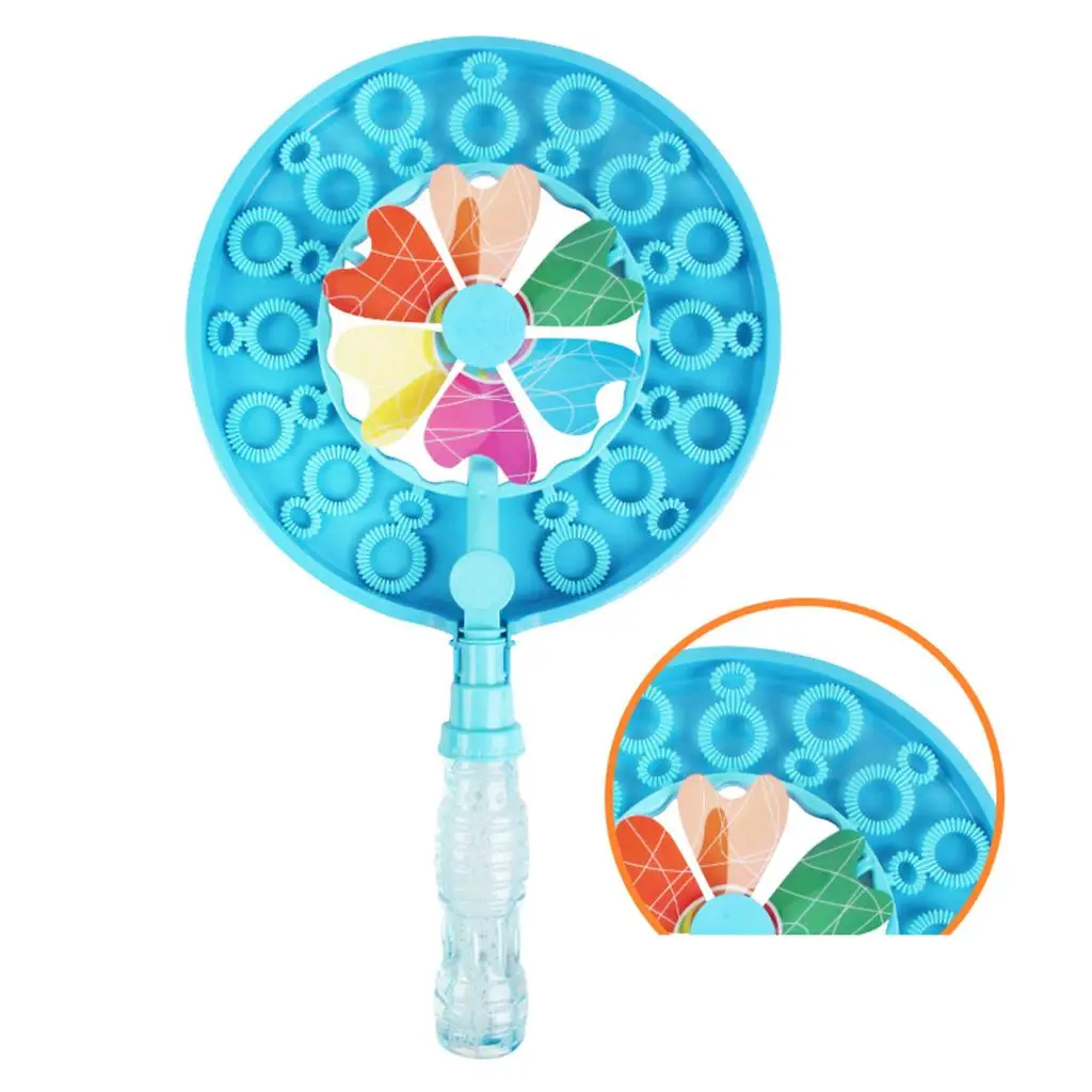 Bubble Making Machine for Kids Windmill Shape Creative Toy with 30 Rings Blower for Child Party Game Fun Indoor Outdoor Playset