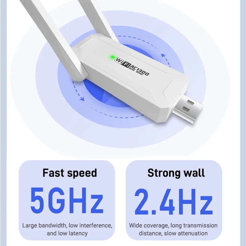 WALRAM 1300Mbps محول USB لاسلكي واي فاي 5 ثنائي النطاق 5G 2.4G USB3.0 BT5.0 واي فاي هوائي دونغل بطاقة الشبكة لاستقبال Win10/11
