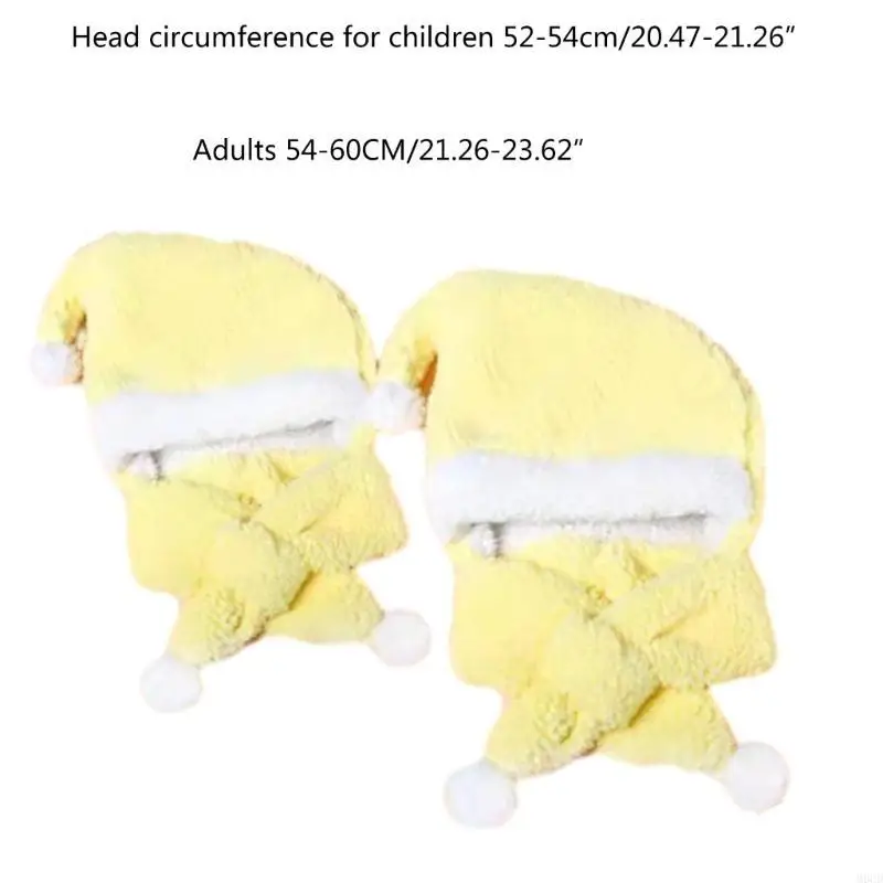 M6CD 플러시 산타 모자 성인 어린이 겨울 모자 두꺼운 스카프와 Slouchy 크리스마스 모자