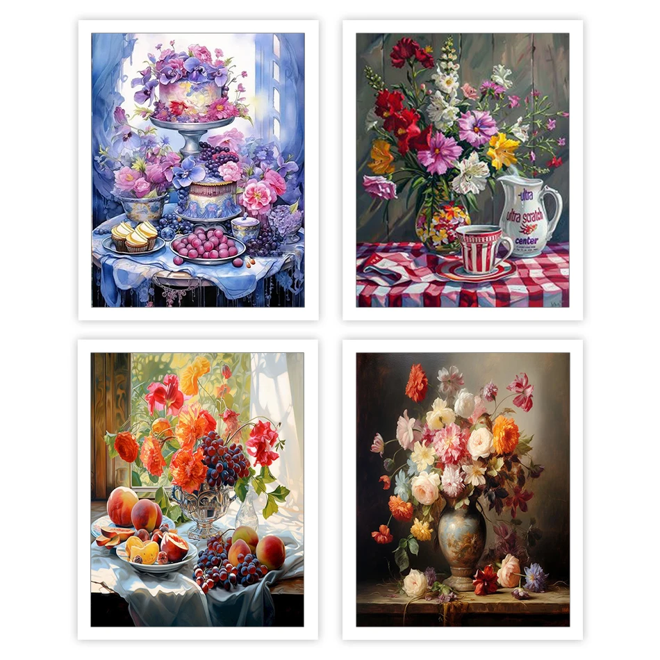 

GATYZTORY Paint By Number Adult Kit Classic oil painting table flower Acrylic Paints Paintings On Number Picture Home Decoration