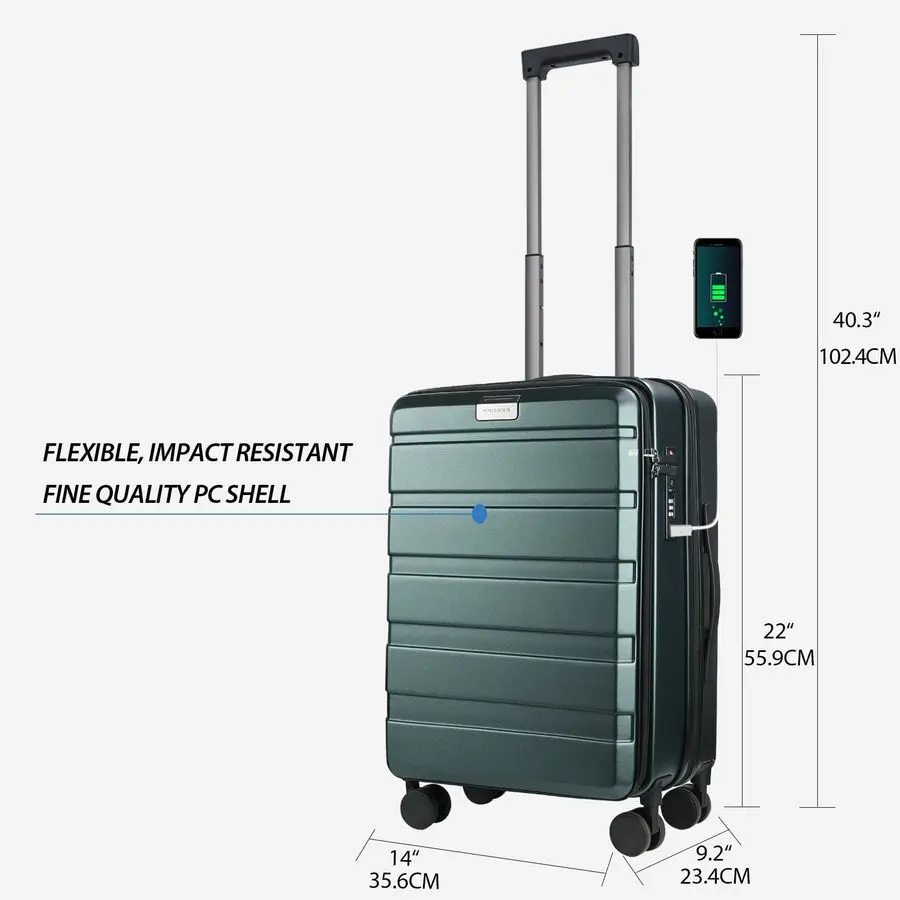 On Luggage with Spinner Wheels amp Builtin TSA Lock, Expandable Top Opening Hard Shell Suitcase Large Capacity Durable Rolling L