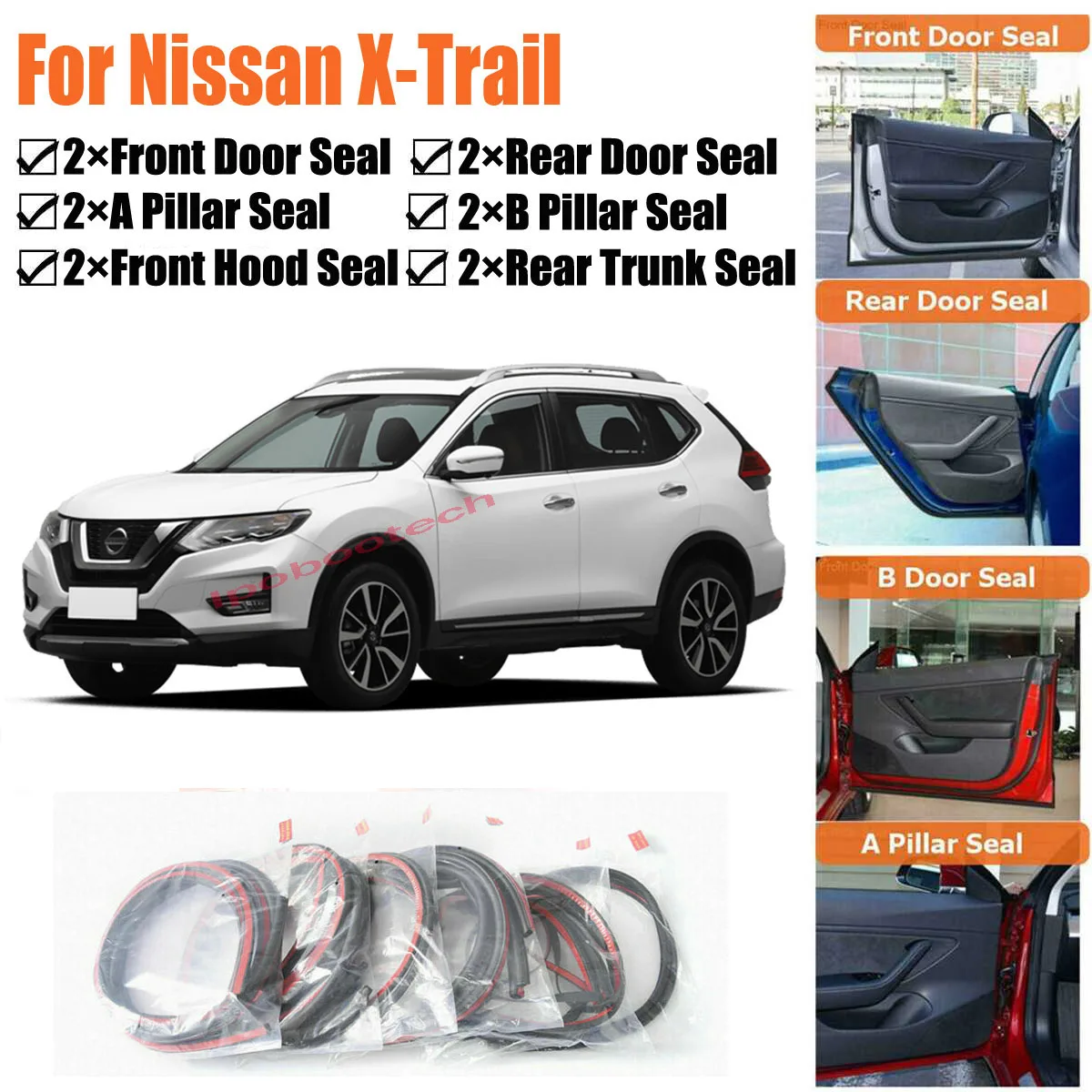 Merek Baru Pintu Mobil Segel Kit Kedap Suara Karet Cuaca Draft Segel Strip Angin Pengurangan Kebisingan Cocok untuk Nissan X-trail