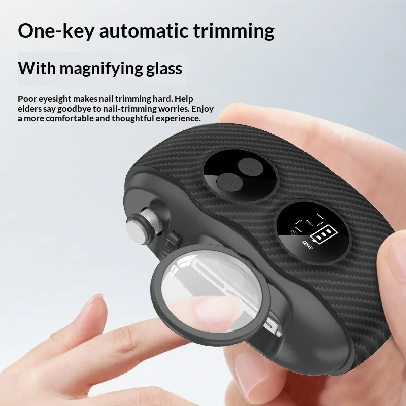 Electric Nail Clipper 3 in 1 Nail File with Magnifying Glass HD Digital Display Nail Catcher USB Rechargeable 500mah Battery