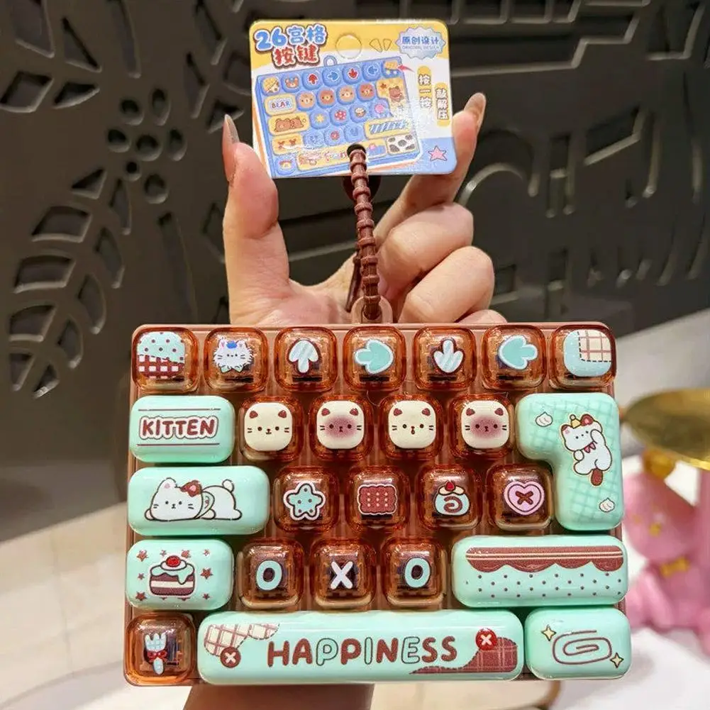 26 Grid Keyboard Keycap Clicker Fidget Keyboard Party Favor Gift Backpack Pendant Stress Relief Keyboard Anti Stress Gift 키캡 클릭커