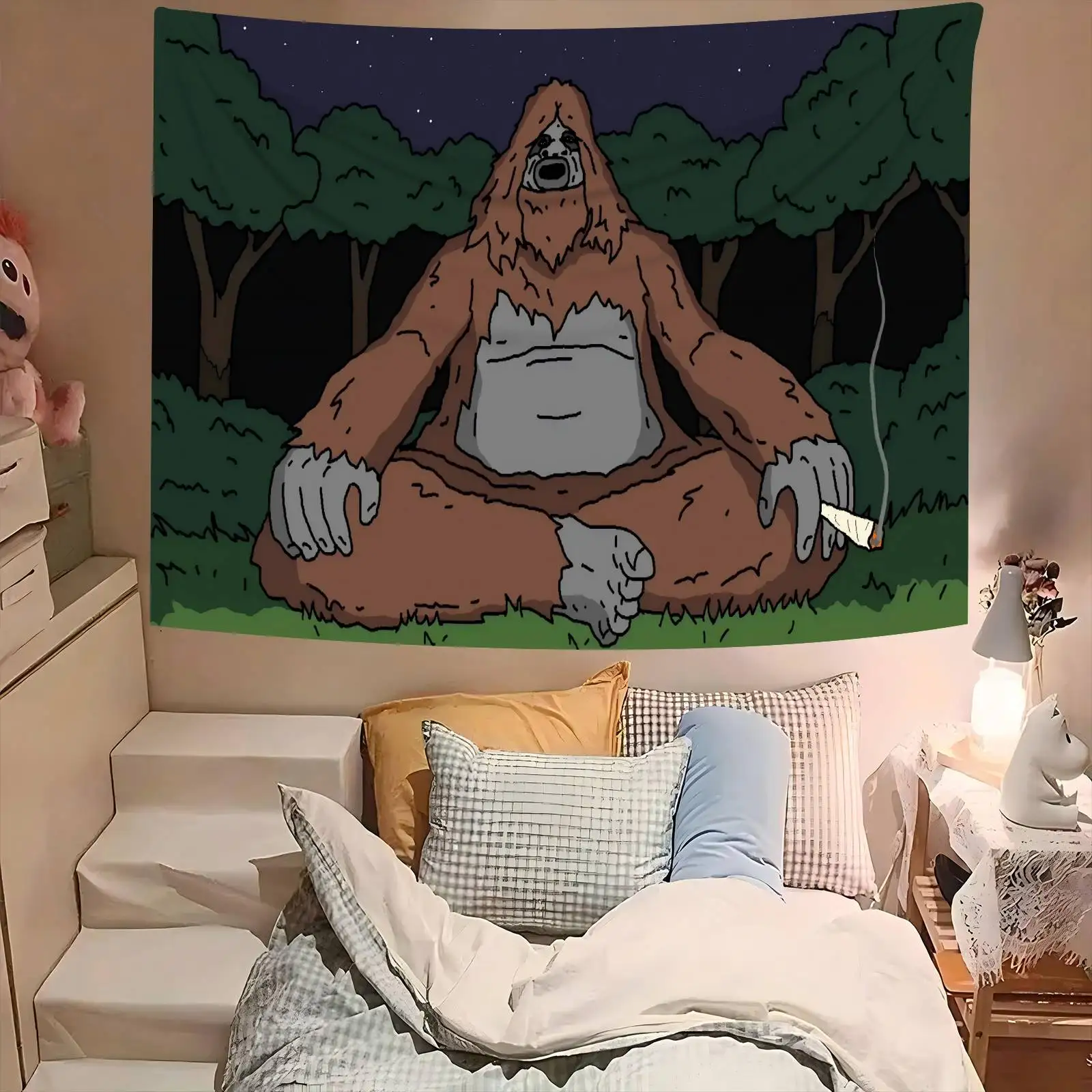 Ultimate Bigfoot Sasquatch Monster Tapestry Boho Wall Hanging Cryptid Forest Creature Art Print Living Room Home Decor