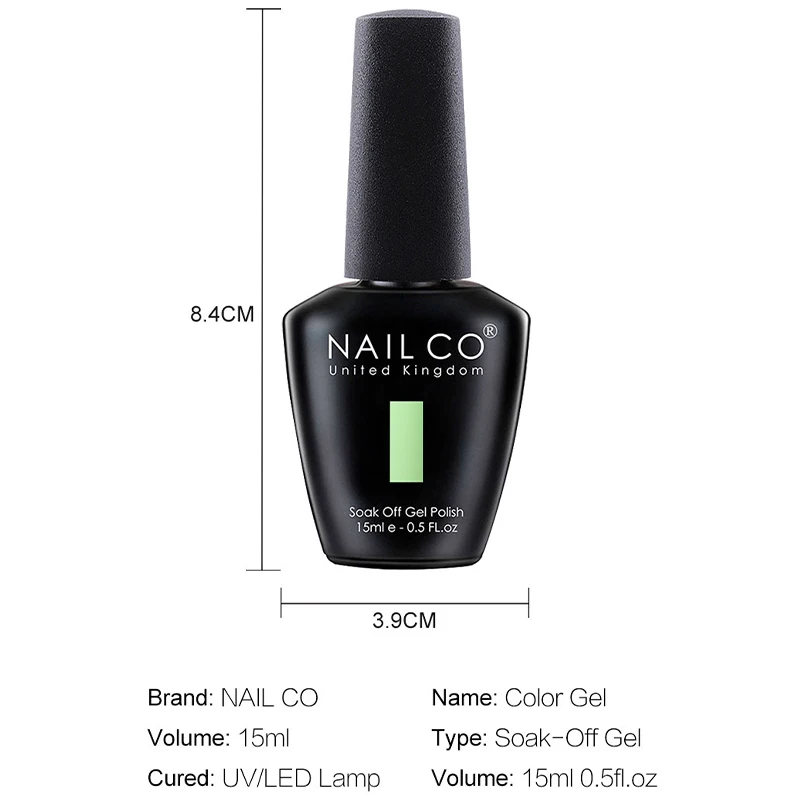 NAILCO 반영구 UV 흡수 네일 아트 젤 광택제, 바니시 젤 광택제, 매니큐어 탑 베이스 코트, 젤 글루 네일, 15ml