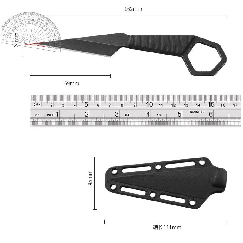 Imagem -06 - Straight Camping Neck Facas Sharp pp Glass Handle Pequena Faca de Lâmina Fixa Ferramentas Manuais com Bainha 5cr13mov Aço Inoxidável