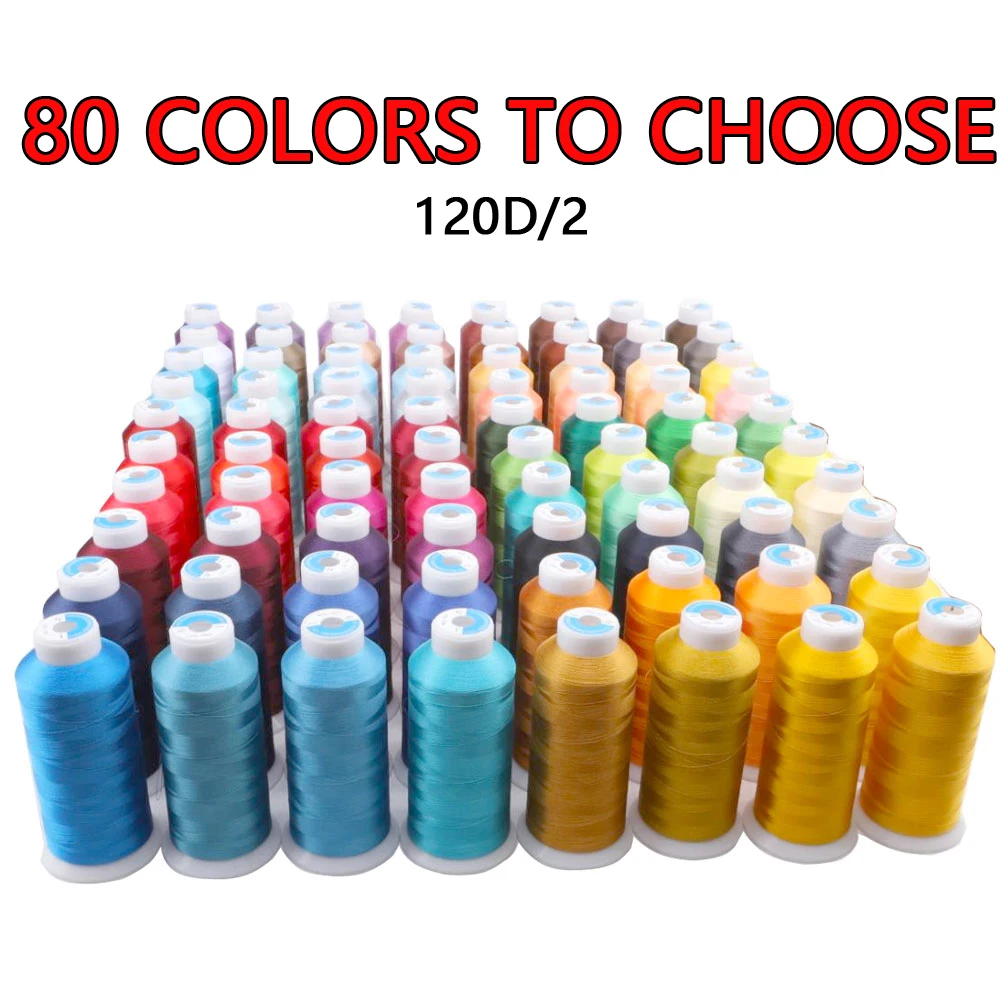 Real 120D/2 High Tenacity Big Roll 4000m Colors Polyester Embroidery Thread for Machine Use 80 Colors to Choose