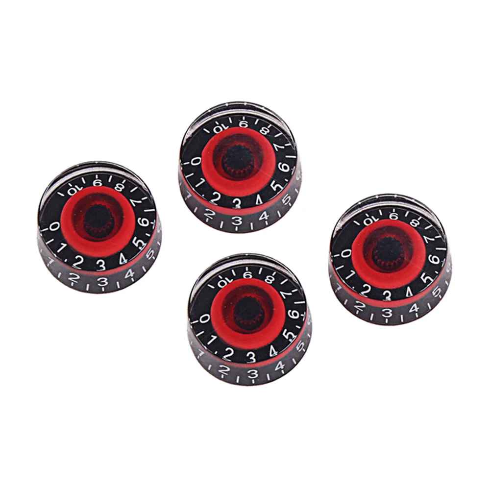 4pcs GD17A Acrylic Effect Pedal Control Amplifier Knobs for Electric Guitar Bass (Black and Red) amp effect pedal