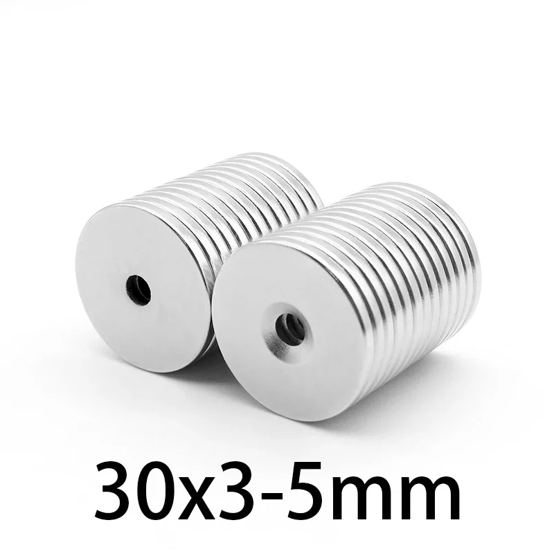 30x3-5mm Strong Rare Earth Neodymium Magnets 30*3 mm Hole 5mm Countersunk Powerful Magnetic Magnet 30mmx3mm-5mm 30*3-5mm