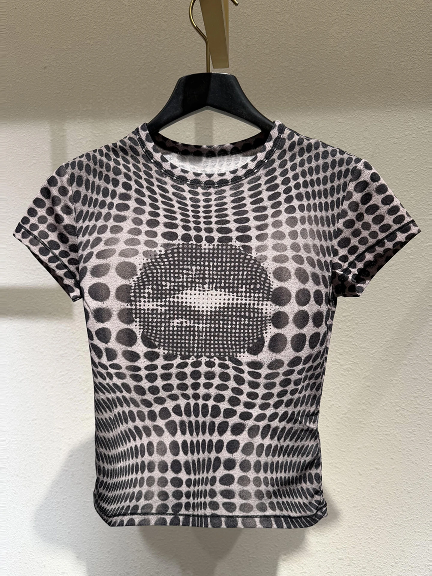 

Spring Summer Polka Dot Print T-Shirt Women's Premium Fashion Design Lip Print Knitted Top Comfortable Breathable Short Sleeve