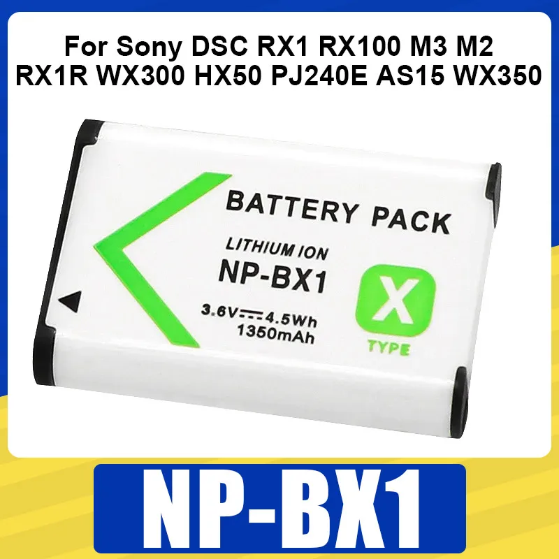 1350mAh NP-BX1 Battery 3.6V NPBX1 Rechargeable Batteries For Sony DSC RX1 RX100 M3 M2 RX1R WX300 HX50 PJ240E AS15 WX350 Camera