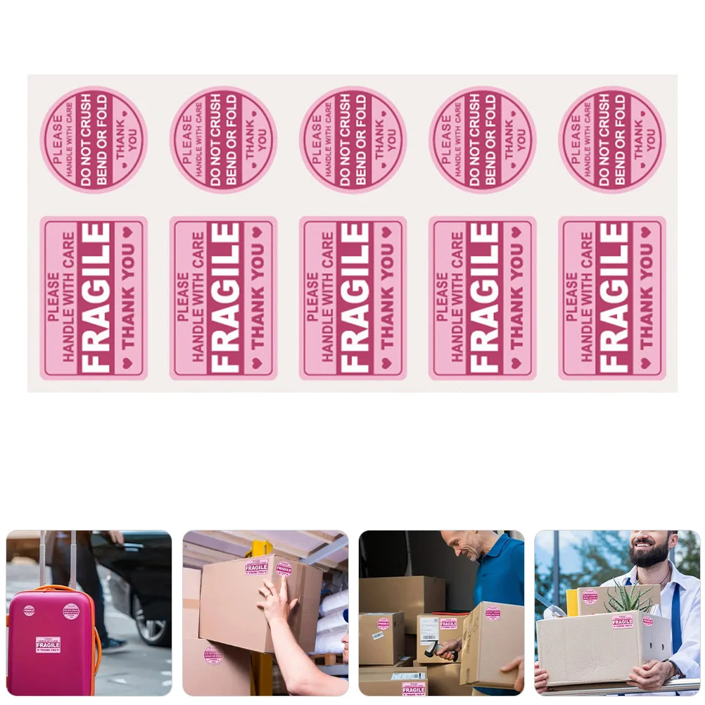 

50 Sheets Fragile Warning Labels Self-Adhesive Shipping Stickers Packing Warning Stickers Fragile Shipping Labels