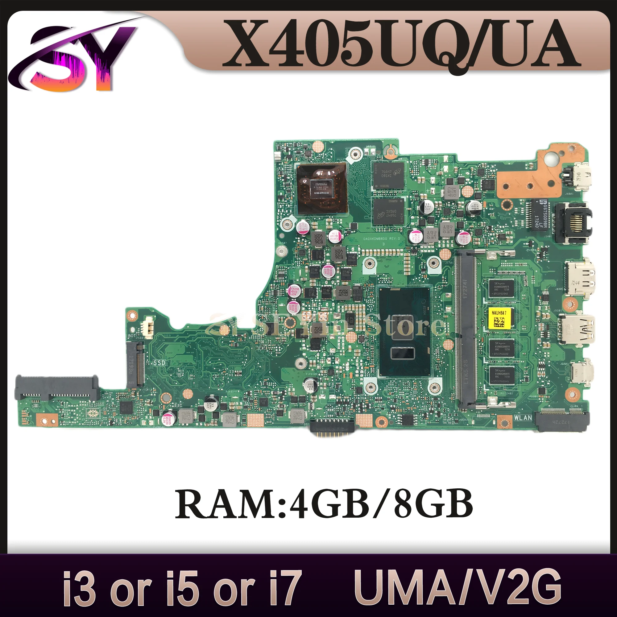 

X405UQ Mainboard For ASUS S4000U S4100U X405UA X405URP X405UR X405UB A405U V405U S405U K405U F405U Laptop Motherboard i3 i5 i7