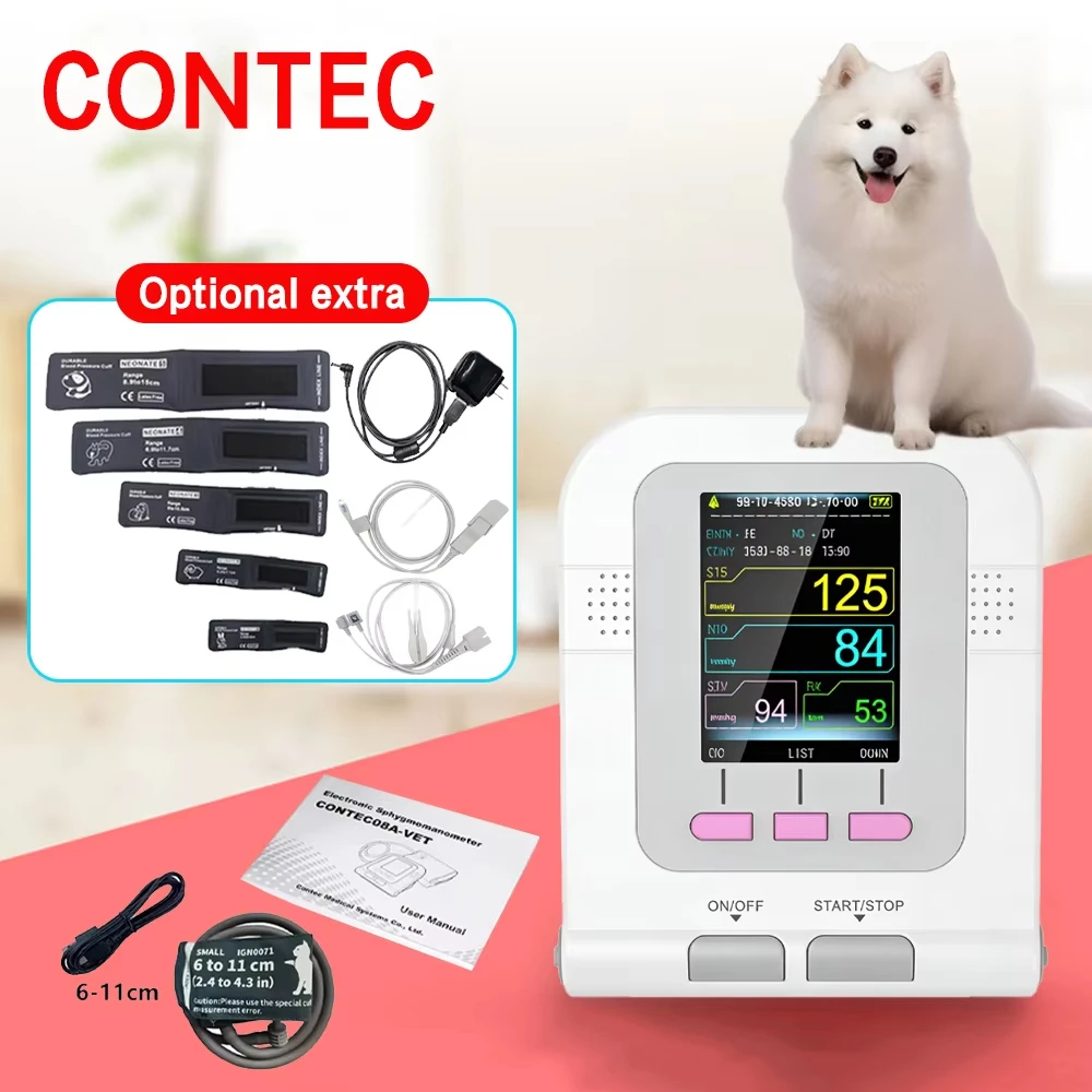 Esfigmomanômetro Eletrônico Digital CONTEC08A para Uso Veterinário, Monitor de Pressão Arterial para Animais de Estimação, Cães, Gatos, Cavalos, etc.