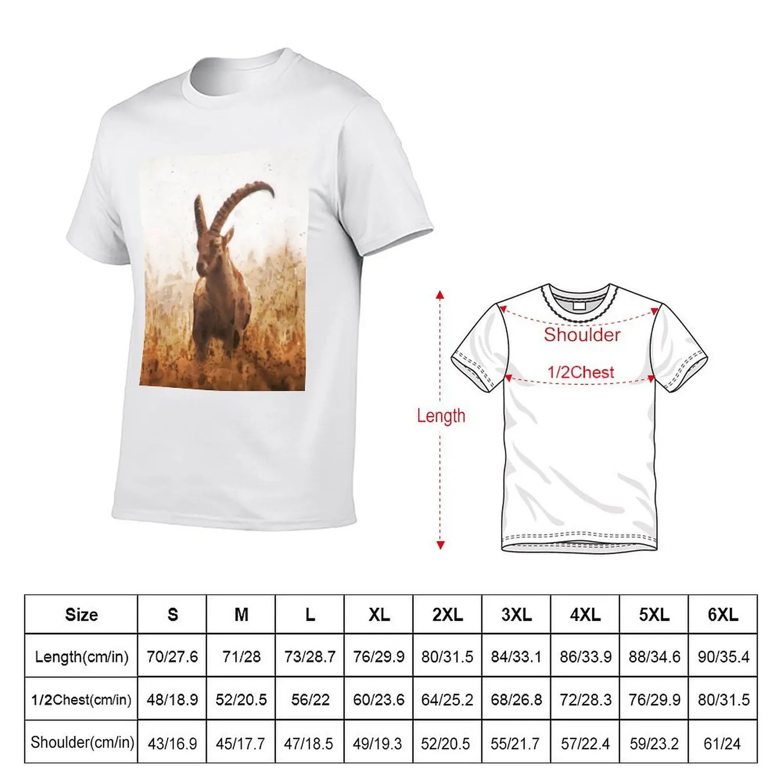 Ibex - Mountain Goats _ watercolor painting T-Shirt man t shirt graphic funny t shirts cotton T-Shirt