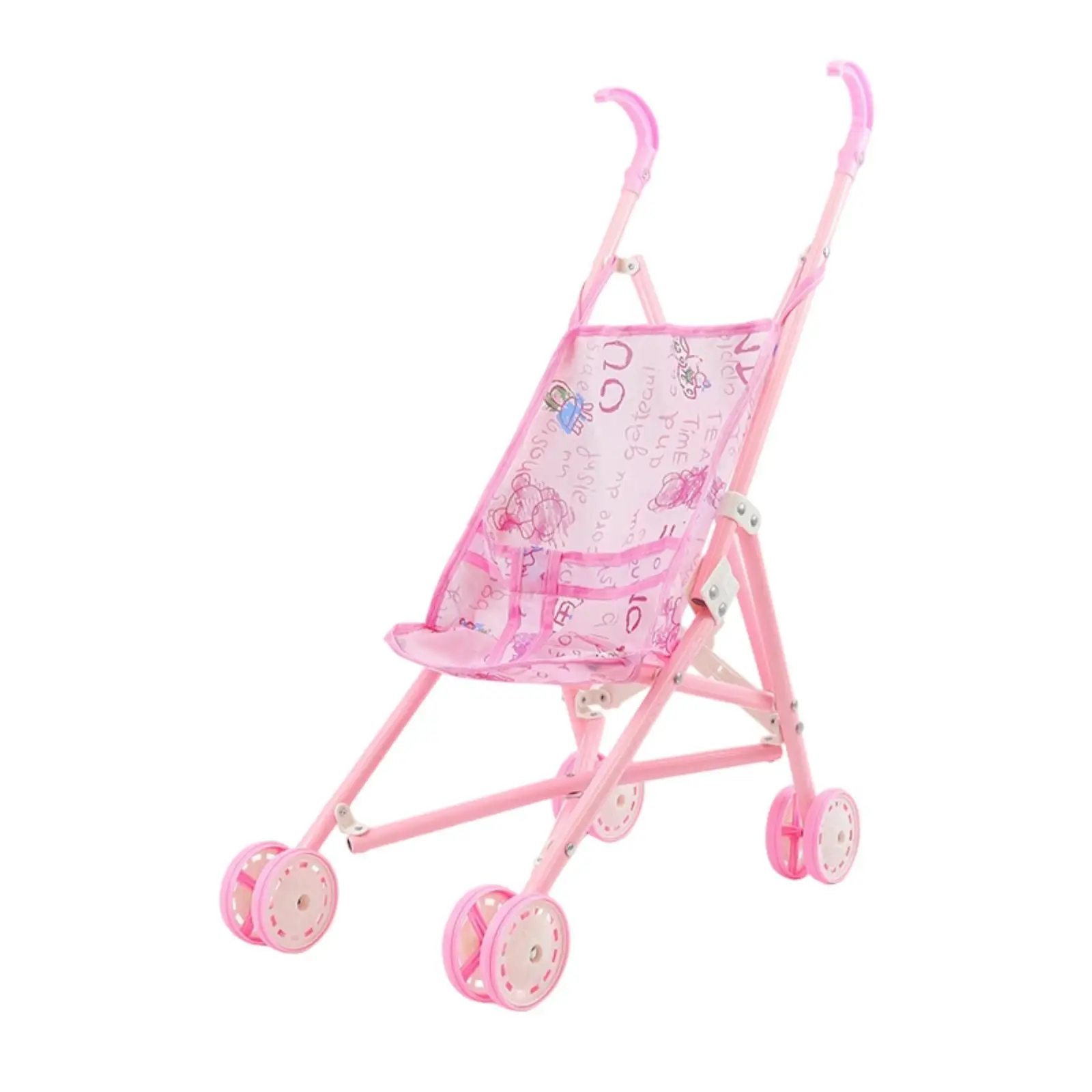 Doll Stroller Foldable Portable Pretend Play Toy for Kids Girls Ages 3+