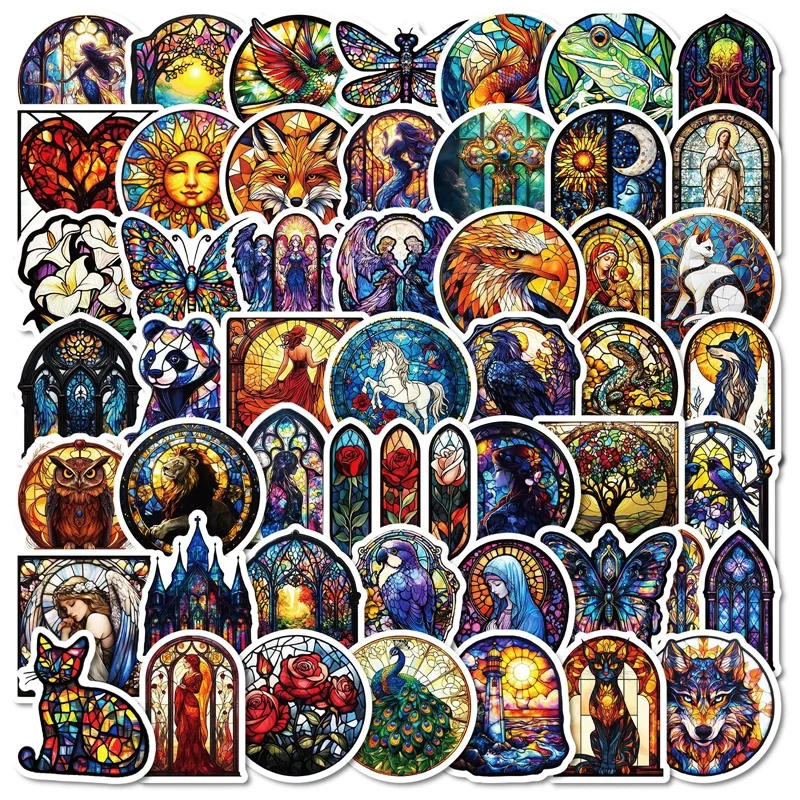 

10/30/50PCS Colored Glass Angel Sticky PVC Sticker Aesthetic Children's Decoration Scrapbooking DIY Hand Accounting Supplies