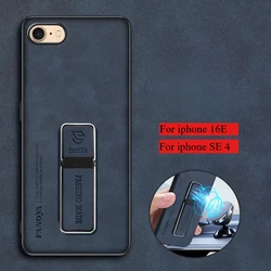 For IPhone 16E 16e Luxury Skinsheep Kickstand Hard Case for Iphone 16E SE4 2025 Shockproof Soft Edge Magnetic Holder Phone Cover